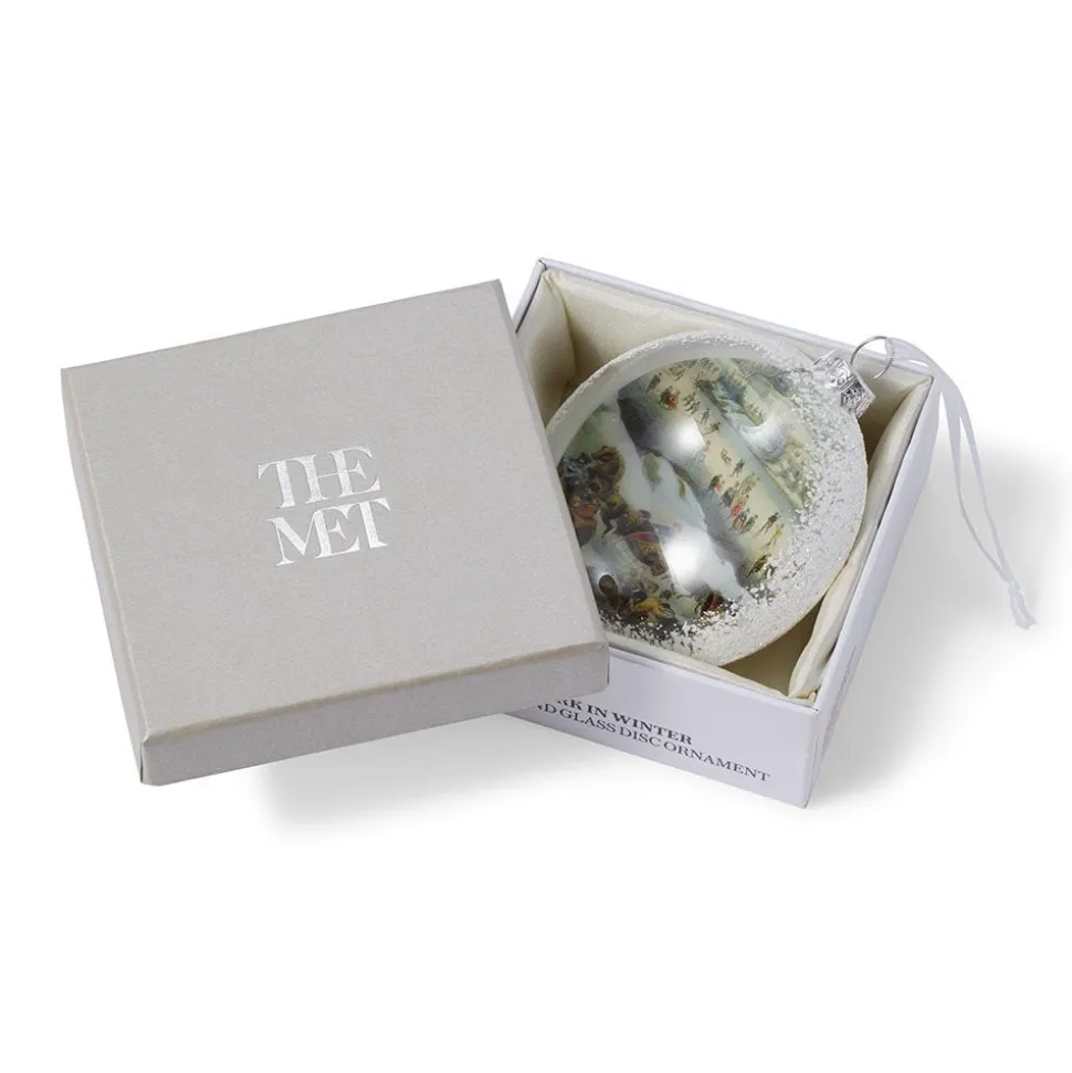 The Metropolitan Museum of Art Ornaments*Currier & Ives Central Park In Winter Glitter And Glass Disc Ornament
